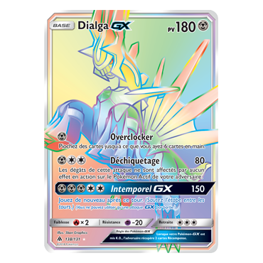 Dialga 138/131 : Joyau Arc-en-ciel rare de l'extension Pokémon Lumière Interdite