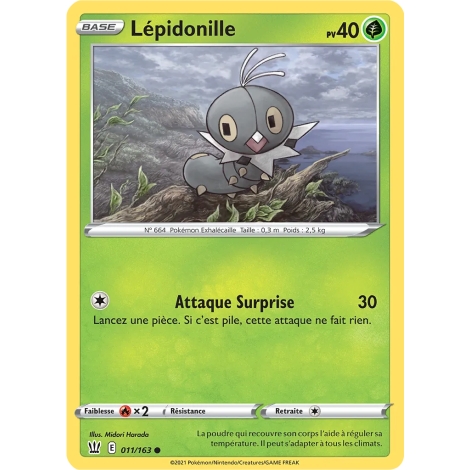 Carte Lépidonille - Commune (Brillante) de Pokémon Épée et Bouclier Styles de Combat 011/163