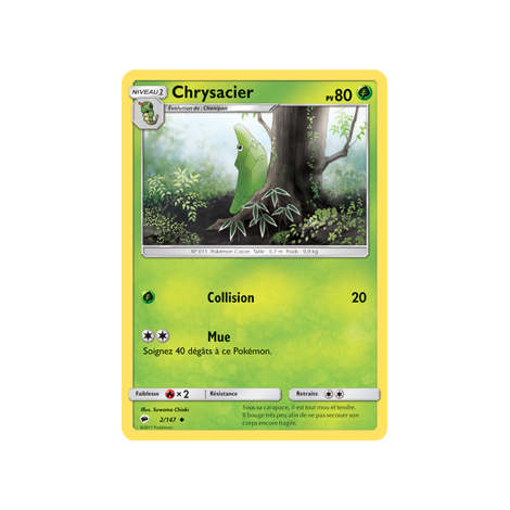 Carte Chrysacier - Peu commune de Pokémon Ombres Ardentes 2/147