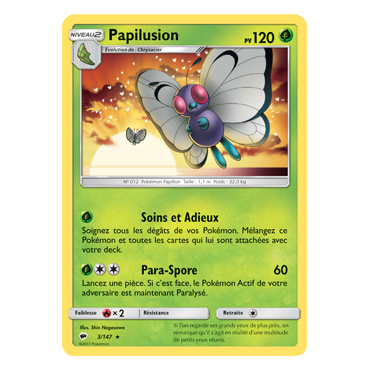Carte Papilusion - Rare de Pokémon Ombres Ardentes 3/147