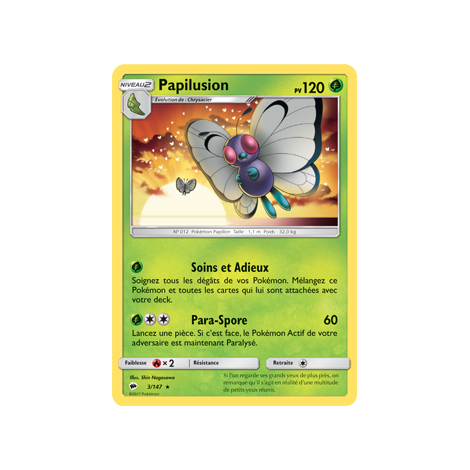 Carte Papilusion - Rare de Pokémon Ombres Ardentes 3/147