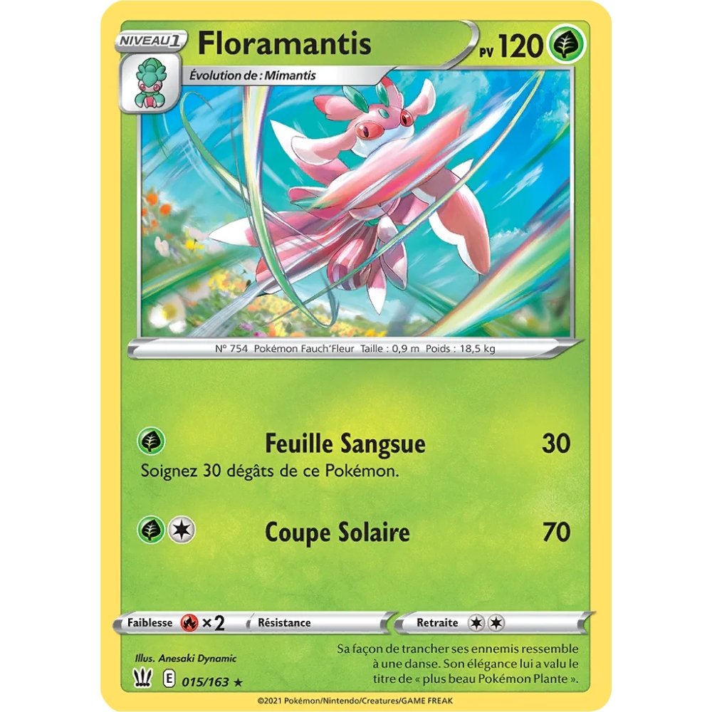 Découvrez Floramantis, carte Rare (Brillante) de la série Épée et Bouclier Styles de Combat