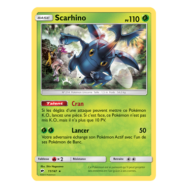 Scarhino 11/147 : Joyau Rare de l'extension Pokémon Ombres Ardentes