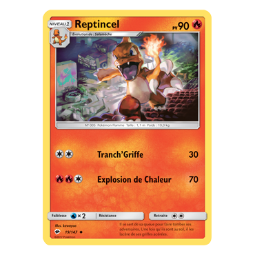 Carte Reptincel - Peu commune de Pokémon Ombres Ardentes 19/147