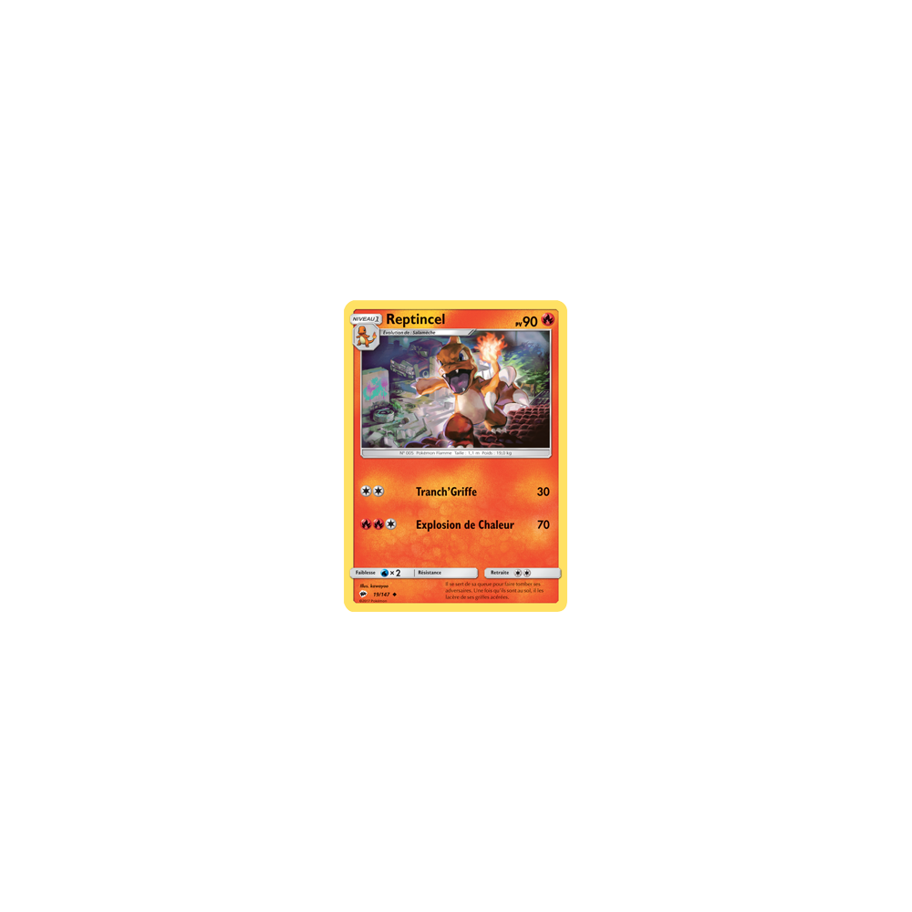Carte Reptincel - Peu commune de Pokémon Ombres Ardentes 19/147
