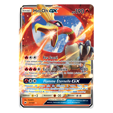 Carte Ho-Oh - Holographique rare GX de Pokémon Ombres Ardentes 21/147