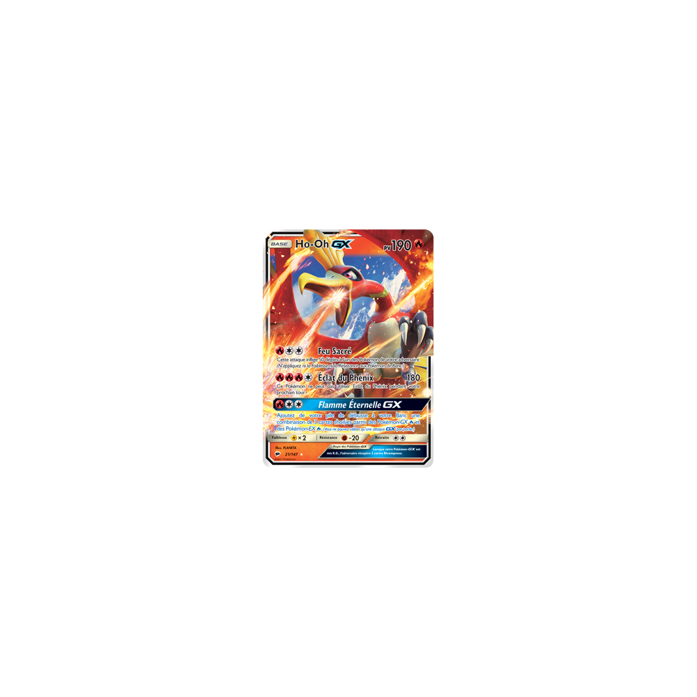 Carte Ho-Oh - Holographique rare GX de Pokémon Ombres Ardentes 21/147