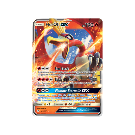 Carte Ho-Oh - Holographique rare GX de Pokémon Ombres Ardentes 21/147