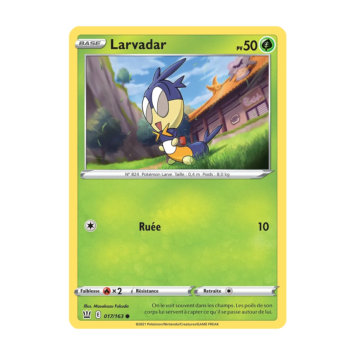 Carte Larvadar - Commune (Brillante) de Pokémon Épée et Bouclier Styles de Combat 017/163