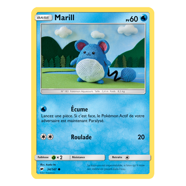 Marill 34/147 : Joyau Commune de l'extension Pokémon Ombres Ardentes