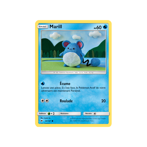 Marill 34/147 : Joyau Commune de l'extension Pokémon Ombres Ardentes