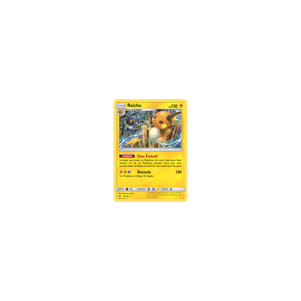 Découvrez Raichu, carte Holographique rare de la série Ombres Ardentes