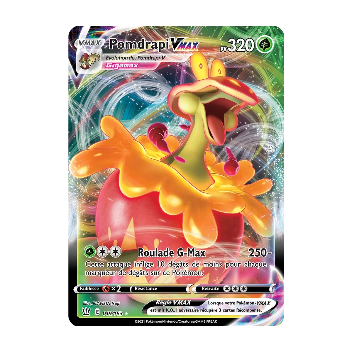 Carte Pomdrapi - Holographique rare VMAX de Pokémon Épée et Bouclier Styles de Combat 019/163