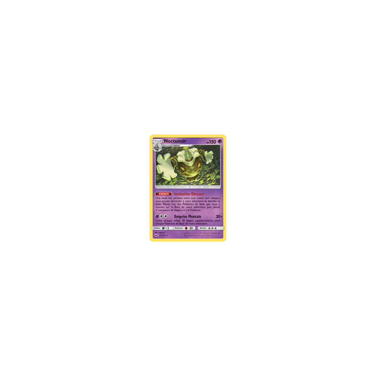 Noctunoir 53/147 : Joyau Holographique rare de l'extension Pokémon Ombres Ardentes