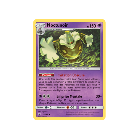 Noctunoir 53/147 : Joyau Holographique rare de l'extension Pokémon Ombres Ardentes