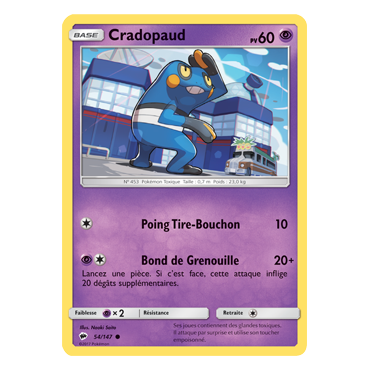 Cradopaud 54/147 : Joyau Commune de l'extension Pokémon Ombres Ardentes
