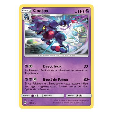 Coatox 55/147 : Joyau Rare de l'extension Pokémon Ombres Ardentes