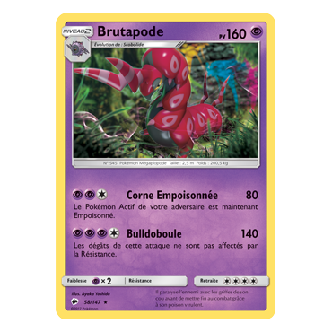 Carte Brutapode - Rare de Pokémon Ombres Ardentes 58/147