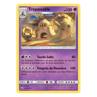 Carte Trépassable - Holographique rare de Pokémon Ombres Ardentes 62/147
