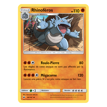 Rhinoféros 66/147 : Joyau Peu commune de l'extension Pokémon Ombres Ardentes