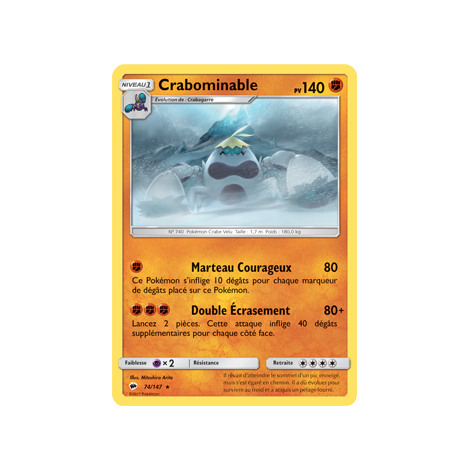 Crabominable 74/147 : Joyau Rare de l'extension Pokémon Ombres Ardentes