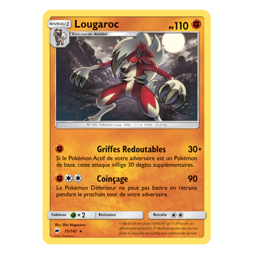 Carte Lougaroc - Holographique rare de Pokémon Ombres Ardentes 75/147