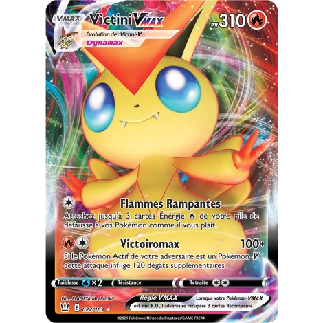 Victini 022/163 : Joyau Holographique rare VMAX de l'extension Pokémon Épée et Bouclier Styles de Combat