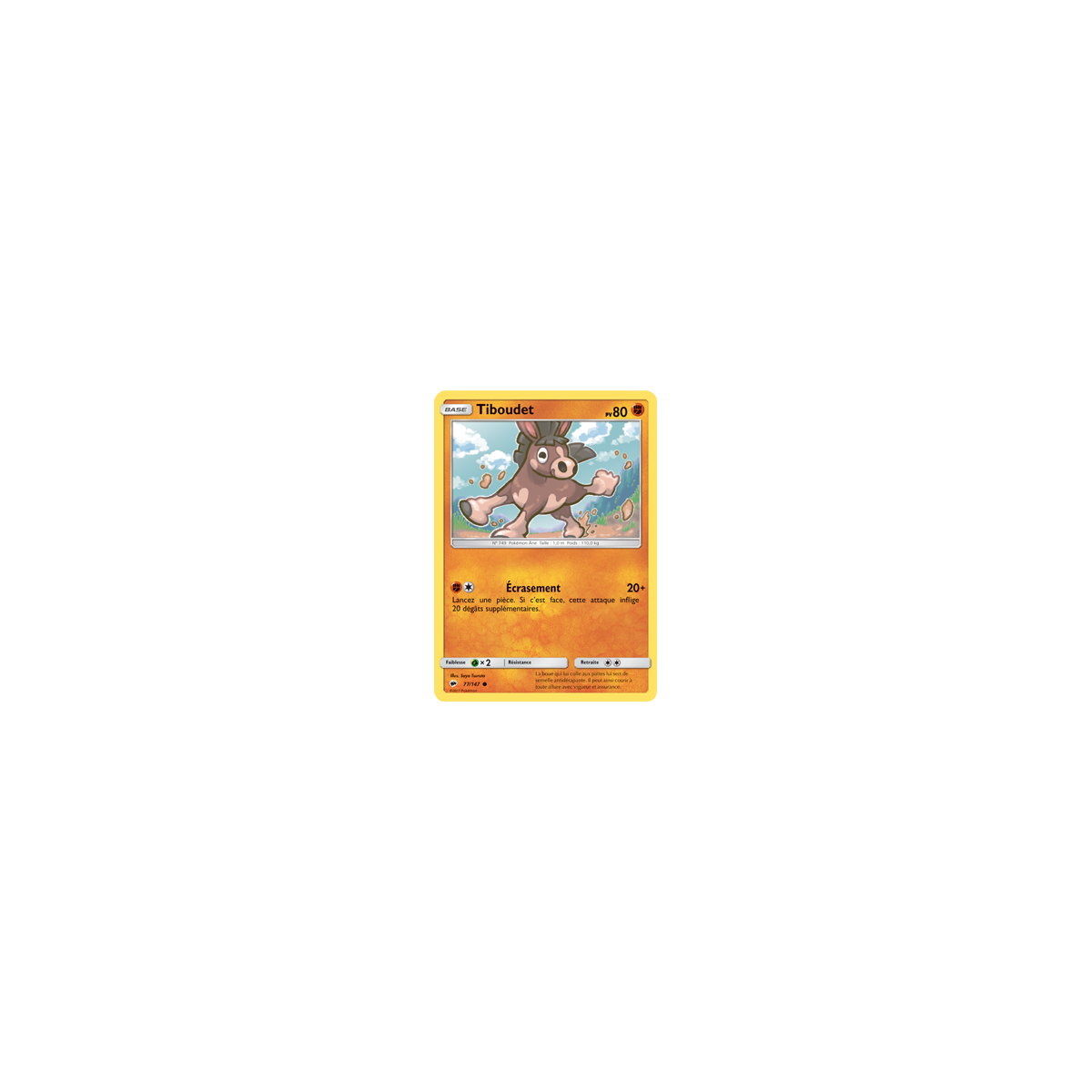 Tiboudet 77/147 : Joyau Commune de l'extension Pokémon Ombres Ardentes