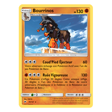 Carte Bourrinos - Rare de Pokémon Ombres Ardentes 78/147