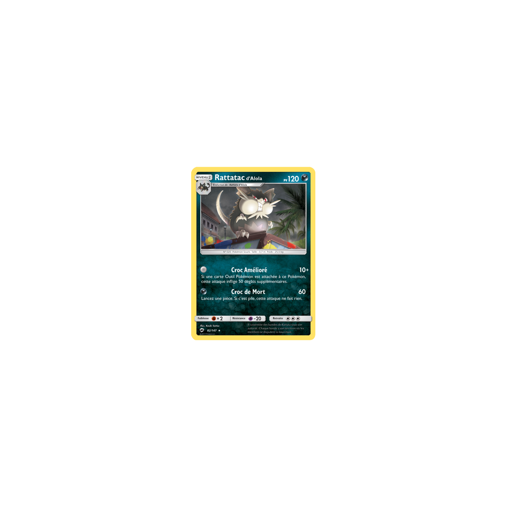 Découvrez Rattatac d'Alola, carte Rare de la série Ombres Ardentes