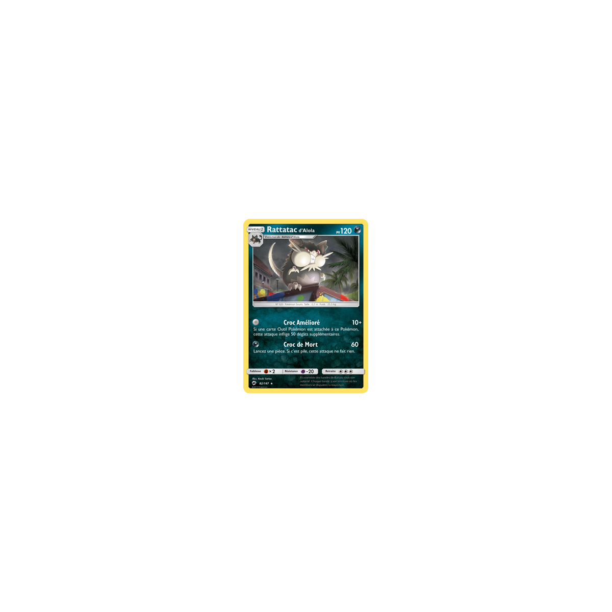 Découvrez Rattatac d'Alola, carte Rare de la série Ombres Ardentes
