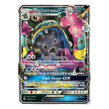 Carte Grotadmorv d'Alola - Holographique rare GX de Pokémon Ombres Ardentes 84/147