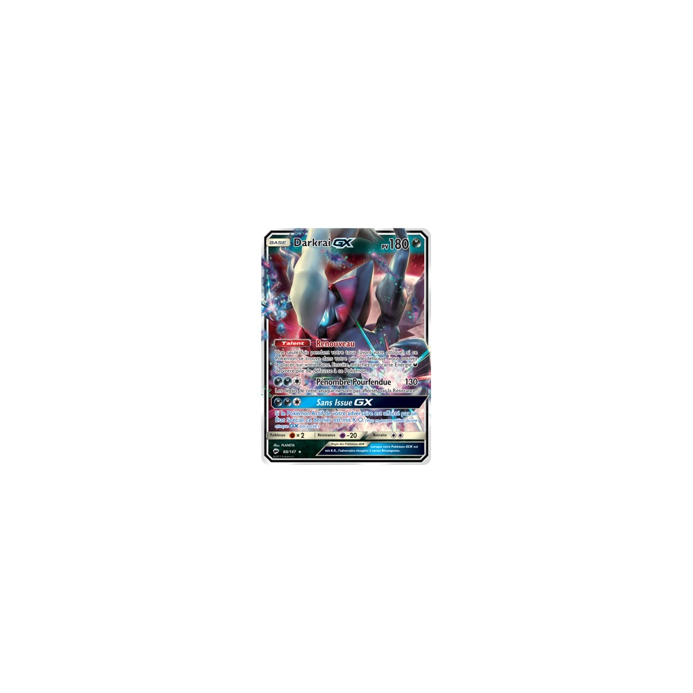 Carte Darkrai - Holographique rare GX de Pokémon Ombres Ardentes 88/147