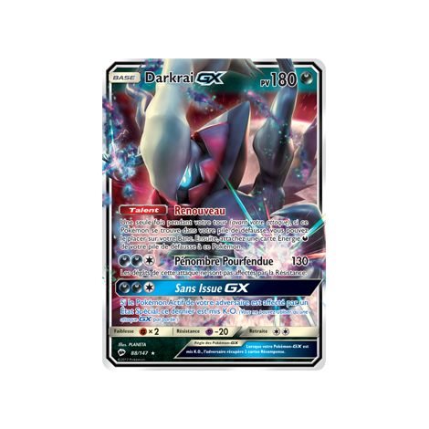 Carte Darkrai - Holographique rare GX de Pokémon Ombres Ardentes 88/147