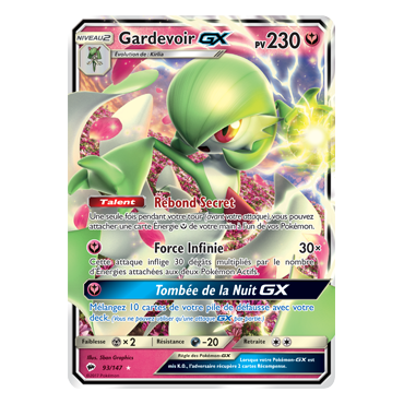 Gardevoir 93/147 : Joyau Holographique rare GX de l'extension Pokémon Ombres Ardentes