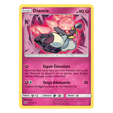 Diancie 94/147 : Joyau Holographique rare de l'extension Pokémon Ombres Ardentes
