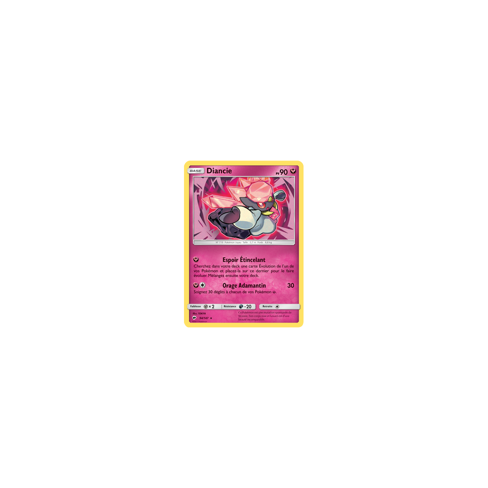 Diancie 94/147 : Joyau Holographique rare de l'extension Pokémon Ombres Ardentes