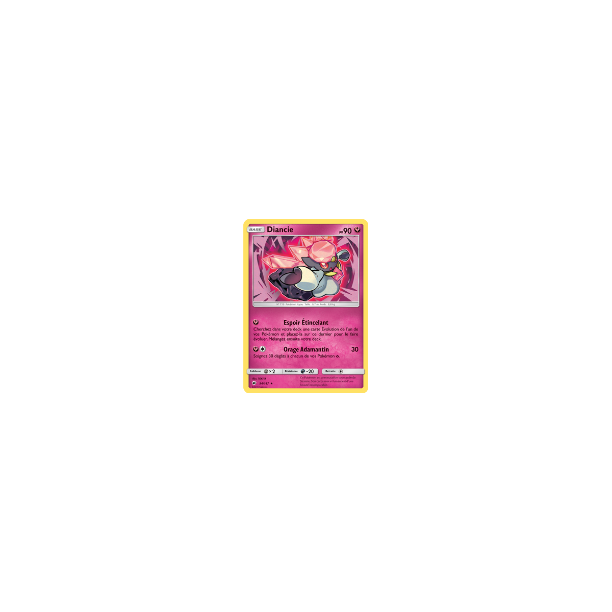 Diancie 94/147 : Joyau Holographique rare de l'extension Pokémon Ombres Ardentes