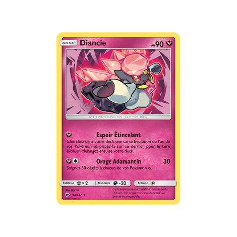 Diancie 94/147 : Joyau Holographique rare de l'extension Pokémon Ombres Ardentes