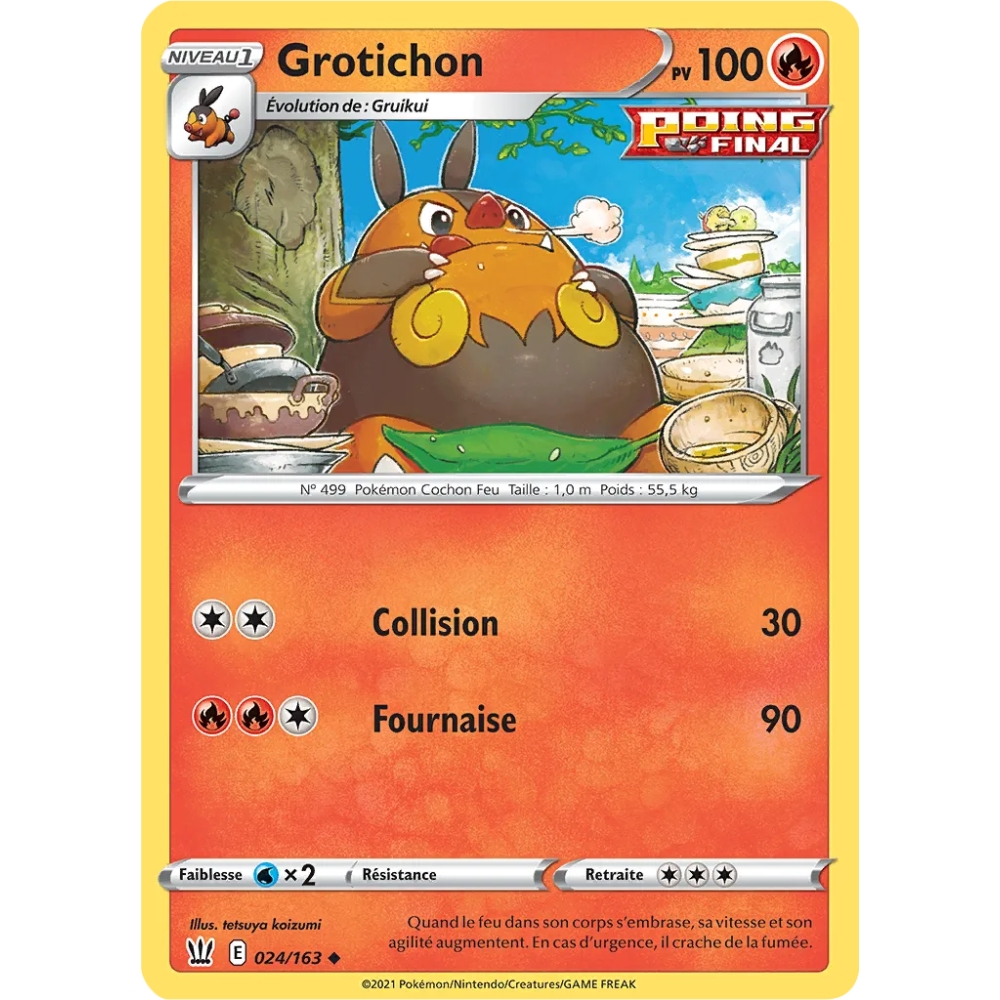 Carte Grotichon - Peu commune (Brillante) de Pokémon Épée et Bouclier Styles de Combat 024/163