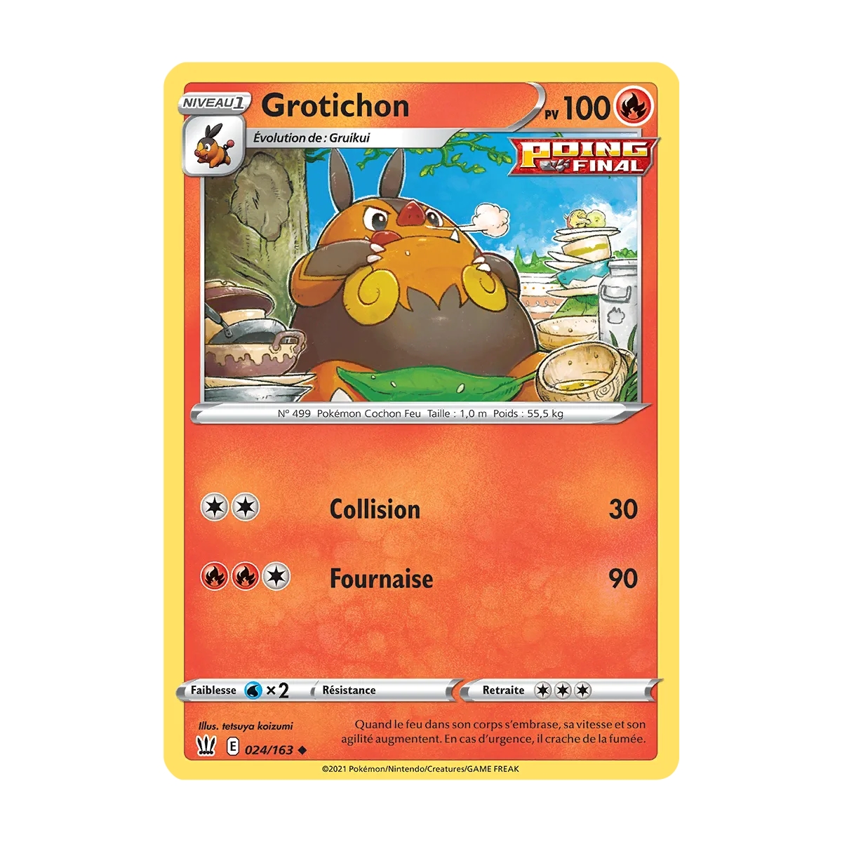 Carte Grotichon - Peu commune (Brillante) de Pokémon Épée et Bouclier Styles de Combat 024/163