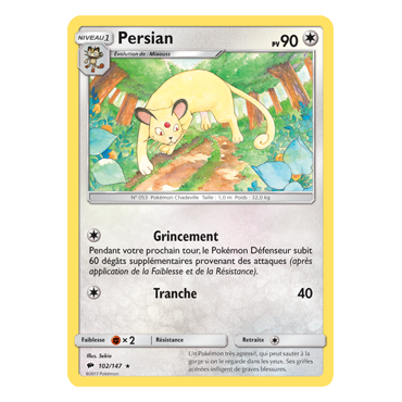 Persian 102/147 : Joyau Rare de l'extension Pokémon Ombres Ardentes