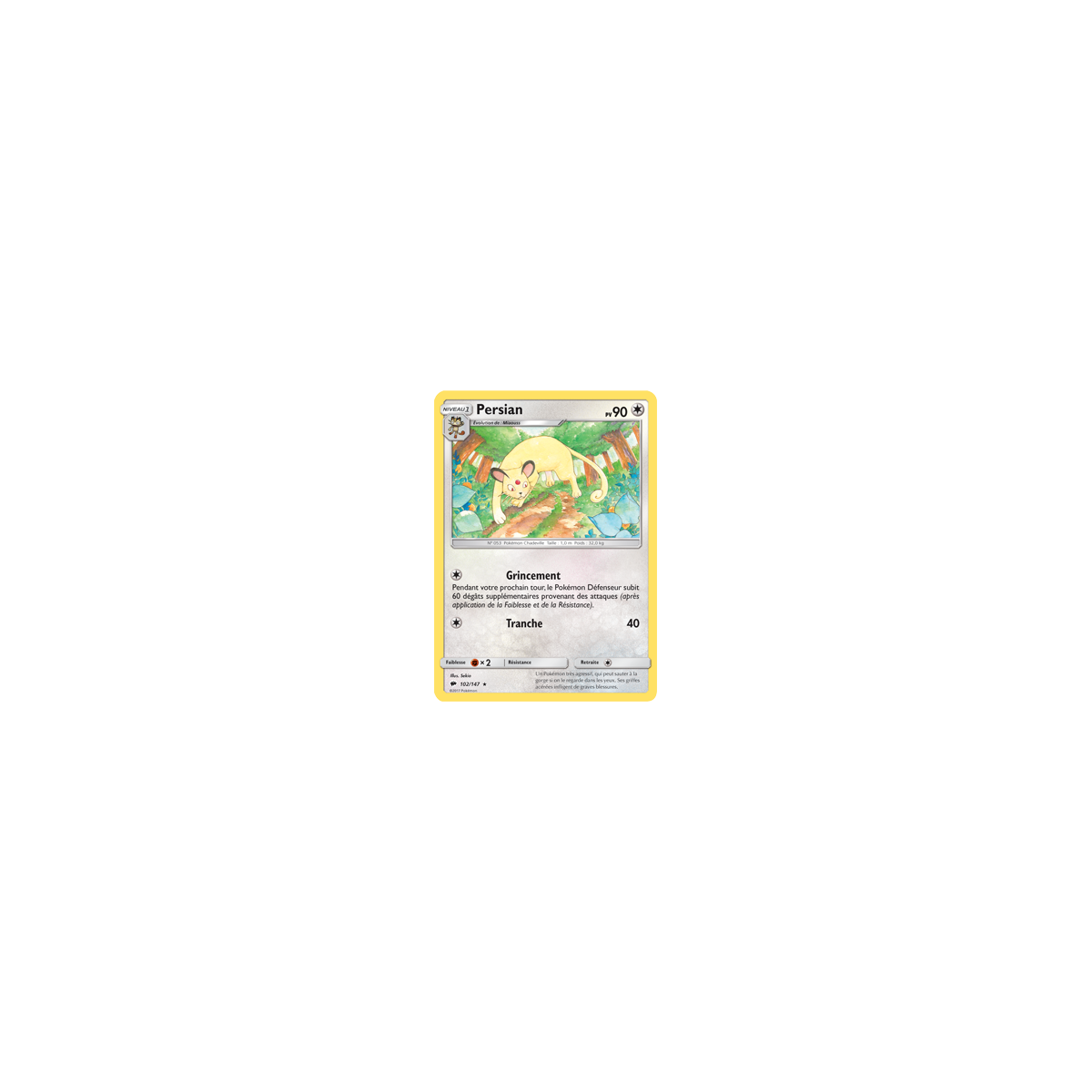 Persian 102/147 : Joyau Rare de l'extension Pokémon Ombres Ardentes