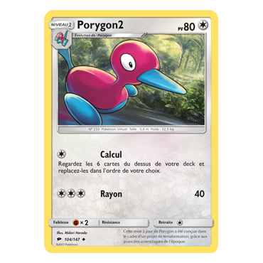 Porygon2 104/147 : Joyau Peu commune de l'extension Pokémon Ombres Ardentes