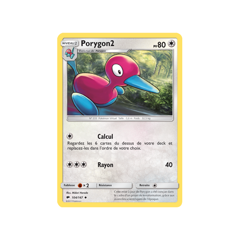 Porygon2 104/147 : Joyau Peu commune de l'extension Pokémon Ombres Ardentes