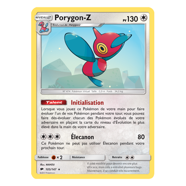 Découvrez Porygon-Z, carte Holographique rare de la série Ombres Ardentes