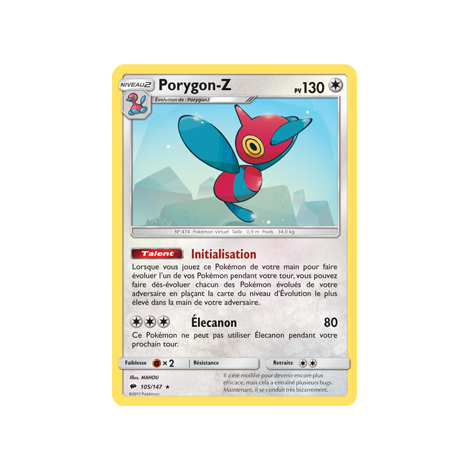 Découvrez Porygon-Z, carte Holographique rare de la série Ombres Ardentes