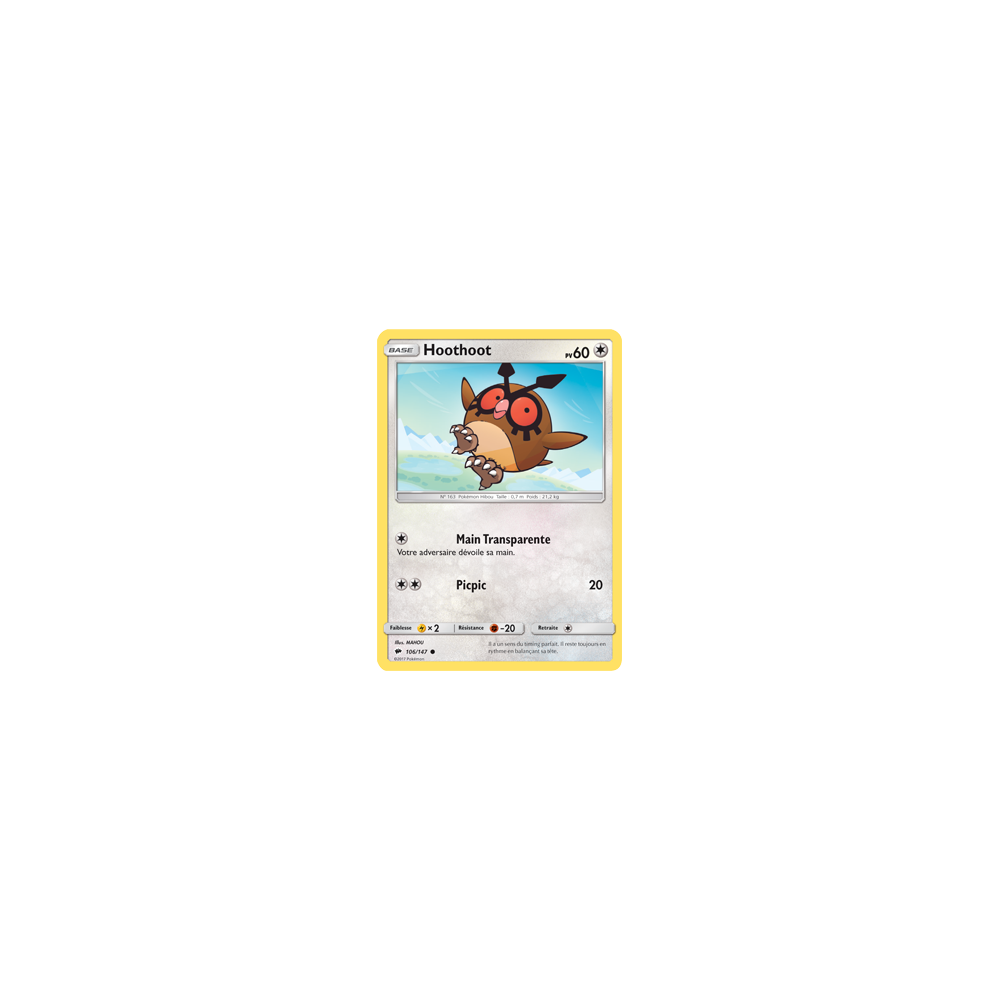 Carte Hoothoot - Commune de Pokémon Ombres Ardentes 106/147