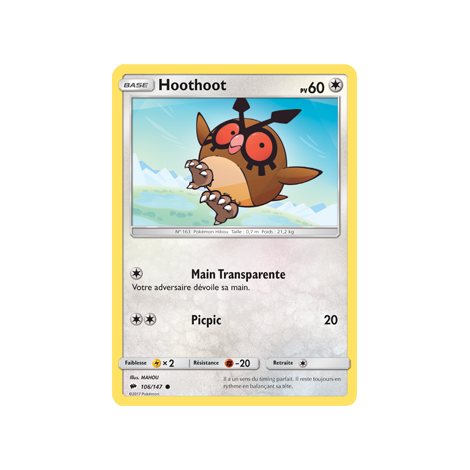 Carte Hoothoot - Commune de Pokémon Ombres Ardentes 106/147