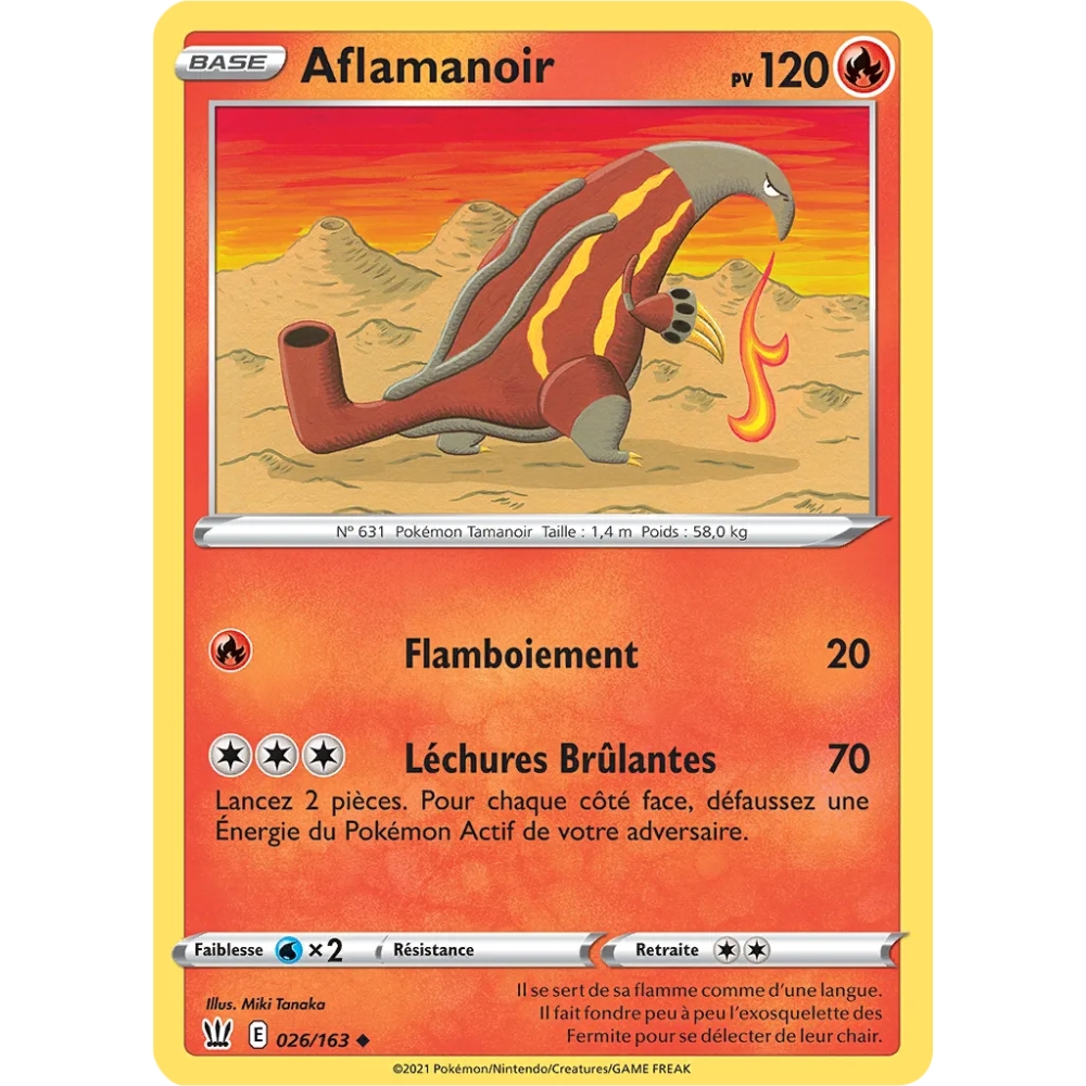 Carte Aflamanoir - Peu commune (Brillante) de Pokémon Épée et Bouclier Styles de Combat 026/163